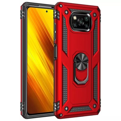 Ударопрочный чехол Serge Ring for Magnet для Xiaomi Poco X3 NFC / Poco X3 Pro Красный