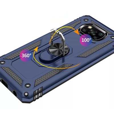 Ударопрочный чехол Serge Ring for Magnet для Xiaomi Poco X3 NFC / Poco X3 Pro Темно-синий