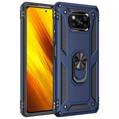 Ударопрочный чехол Serge Ring for Magnet для Xiaomi Poco X3 NFC / Poco X3 Pro Темно-синий