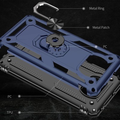 Ударопрочный чехол Serge Ring for Magnet для Xiaomi Poco X3 NFC / Poco X3 Pro Темно-синий