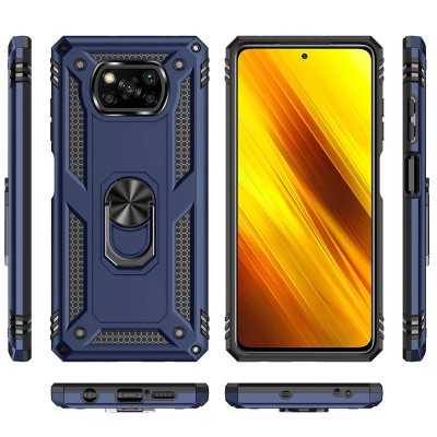 Ударопрочный чехол Serge Ring for Magnet для Xiaomi Poco X3 NFC / Poco X3 Pro Темно-синий