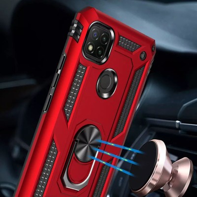 Ударопрочный чехол Serge Ring for Magnet для Xiaomi Redmi 9C Красный
