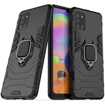 Ударопрочный чехол Transformer Ring for Magnet для Samsung Galaxy A31 Черный / Soul Black Ударопрочный чехол Transformer Ring for Magnet для Samsung Galaxy A31 Черный / Soul Black