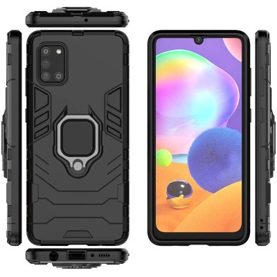 Ударопрочный чехол Transformer Ring for Magnet для Samsung Galaxy A31 Черный / Soul Black Ударопрочный чехол Transformer Ring for Magnet для Samsung Galaxy A31 Черный / Soul Black
