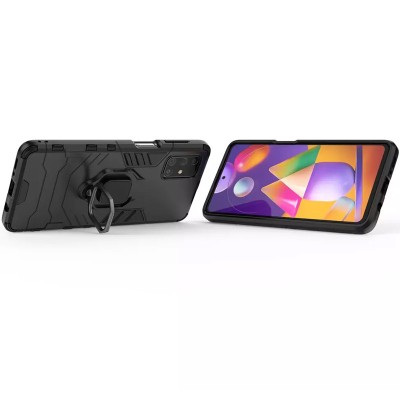 Ударопрочный чехол Transformer Ring for Magnet для Samsung Galaxy M31s Черный / Soul Black Ударопрочный чехол Transformer Ring for Magnet для Samsung Galaxy M31s Черный / Soul Black