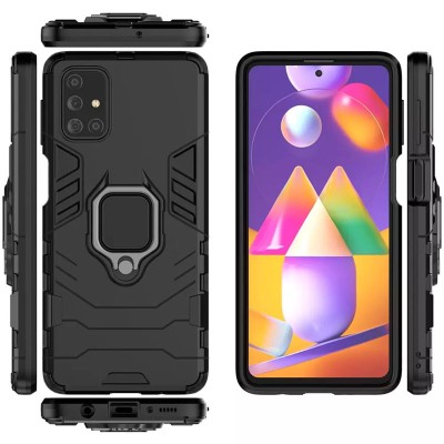 Ударопрочный чехол Transformer Ring for Magnet для Samsung Galaxy M31s Черный / Soul Black Ударопрочный чехол Transformer Ring for Magnet для Samsung Galaxy M31s Черный / Soul Black