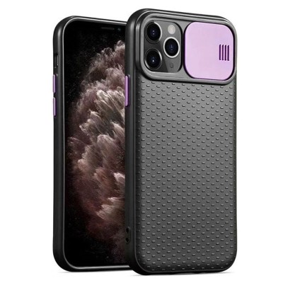Чехол Camshield Black TPU со шторкой защищающей камеру для Apple iPhone 11 Pro Max (6.5") Черный / Сиреневый Чехол Camshield Black TPU со шторкой защищающей камеру для Apple iPhone 11 Pro Max (6.5") Черный / Сиреневый
