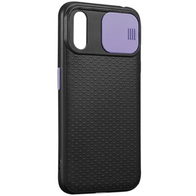Чехол Camshield Black TPU со шторкой защищающей камеру для Apple iPhone X / XS (5.8") Черный / Сиреневый Чехол Camshield Black TPU со шторкой защищающей камеру для Apple iPhone X / XS (5.8") Черный / Сиреневый