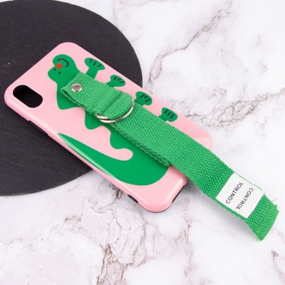 Чехол Funny Holder с цветным ремешком для Apple iPhone X / XS (5.8") Розовый / Зеленый Чехол Funny Holder с цветным ремешком для Apple iPhone X / XS (5.8") Розовый / Зеленый