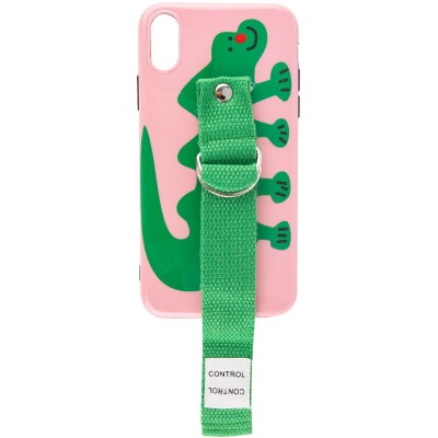 Чехол Funny Holder с цветным ремешком для Apple iPhone X / XS (5.8") Розовый / Зеленый Чехол Funny Holder с цветным ремешком для Apple iPhone X / XS (5.8") Розовый / Зеленый