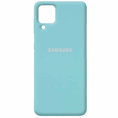 Чехол Silicone Cover Full Protective (AA) для Samsung Galaxy A12 / M12 Бирюзовый / Ice Blue