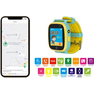 Дитячий смарт-годинник AmiGo GO001 iP67 Green Дитячий смарт-годинник AmiGo GO001 iP67 Green