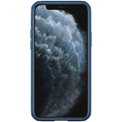 Карбоновая накладка Nillkin Camshield (шторка на камеру) для Apple iPhone 12 Pro / 12 (6.1") Синий / Blue