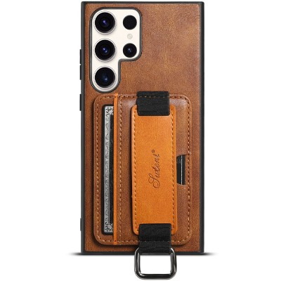 Купити Кожаный чехол Wallet case and straps для Samsung Galaxy S24 Ultra Коричневый / Brown Купити Кожаный чехол Wallet case and straps для Samsung Galaxy S24 Ultra Коричневый / Brown