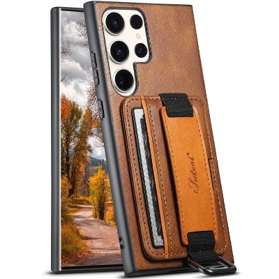Купити Кожаный чехол Wallet case and straps для Samsung Galaxy S24 Ultra Коричневый / Brown Купити Кожаный чехол Wallet case and straps для Samsung Galaxy S24 Ultra Коричневый / Brown