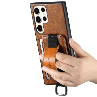 Купити Кожаный чехол Wallet case and straps для Samsung Galaxy S24 Ultra Коричневый / Brown Купити Кожаный чехол Wallet case and straps для Samsung Galaxy S24 Ultra Коричневый / Brown