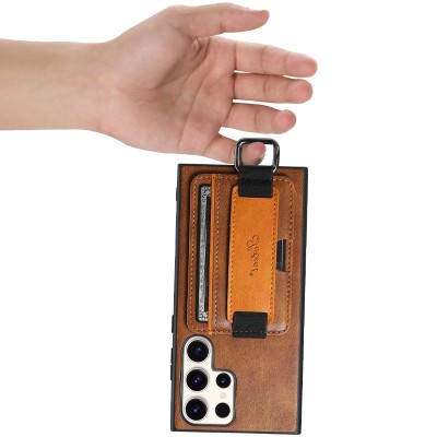 Купити Кожаный чехол Wallet case and straps для Samsung Galaxy S24 Ultra Коричневый / Brown Купити Кожаный чехол Wallet case and straps для Samsung Galaxy S24 Ultra Коричневый / Brown