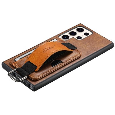 Купити Кожаный чехол Wallet case and straps для Samsung Galaxy S24 Ultra Коричневый / Brown Купити Кожаный чехол Wallet case and straps для Samsung Galaxy S24 Ultra Коричневый / Brown