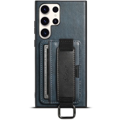 Купити Кожаный чехол Wallet case and straps для Samsung Galaxy S24 Ultra Синий / Blue Купити Кожаный чехол Wallet case and straps для Samsung Galaxy S24 Ultra Синий / Blue