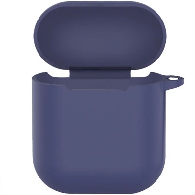 Силиконовый футляр New с карабином для наушников Airpods 1/2 Темно-синий / Midnight blue - 0