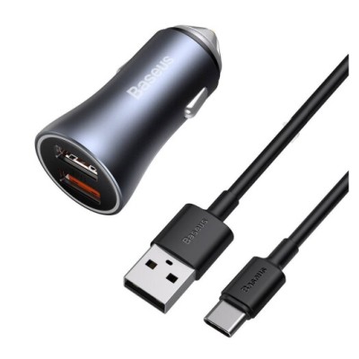 АЗП Baseus Baseus Golden Contactor Pro 40W 2USB (with Cable Type-C 5A (1m)) TZCCJD-A0G dark gray