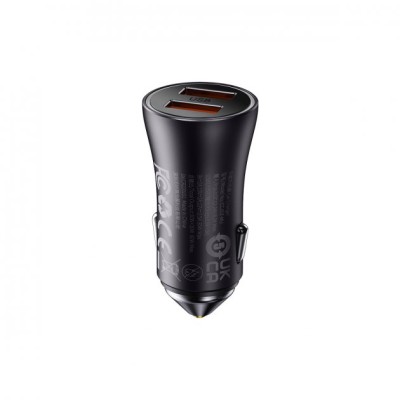 АЗП Baseus Golden Contactor Max Dual Fast Charger Car Charger U+U 60W (CGJM000013) Dark Gray АЗП Baseus Golden Contactor Max Dual Fast Charger Car Charger U+U 60W (CGJM000013) Dark Gray