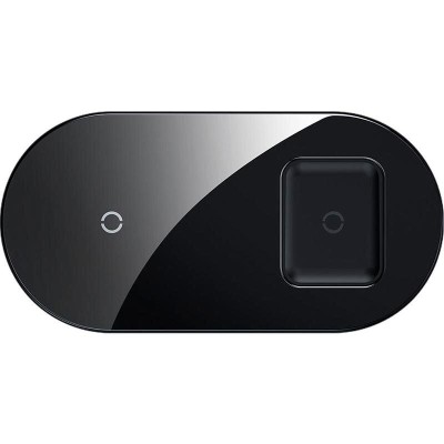 Бездротовий зарядний пристрій Baseus Simple 2in1 (WXJK-A01) Crystal (Phone + Pods) Black Бездротовий зарядний пристрій Baseus Simple 2in1 (WXJK-A01) Crystal (Phone + Pods) Black