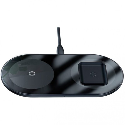 Бездротовий зарядний пристрій Baseus Simple 2in1 (WXJK-A01) Crystal (Phone + Pods) Black Бездротовий зарядний пристрій Baseus Simple 2in1 (WXJK-A01) Crystal (Phone + Pods) Black