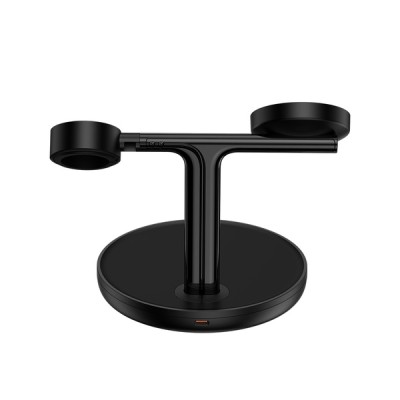 Бездротовий зарядний пристрій Baseus Swan 3-in-1 Wireless Magnetic Charging Bracket 20W (WXTE000101) Black Бездротовий зарядний пристрій Baseus Swan 3-in-1 Wireless Magnetic Charging Bracket 20W (WXTE000101) Black