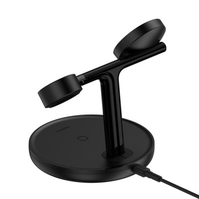 Бездротовий зарядний пристрій Baseus Swan 3-in-1 Wireless Magnetic Charging Bracket 20W (WXTE000101) Black Бездротовий зарядний пристрій Baseus Swan 3-in-1 Wireless Magnetic Charging Bracket 20W (WXTE000101) Black