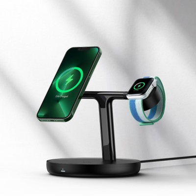 Бездротовий зарядний пристрій Baseus Swan 3-in-1 Wireless Magnetic Charging Bracket 20W (WXTE000101) Black Бездротовий зарядний пристрій Baseus Swan 3-in-1 Wireless Magnetic Charging Bracket 20W (WXTE000101) Black