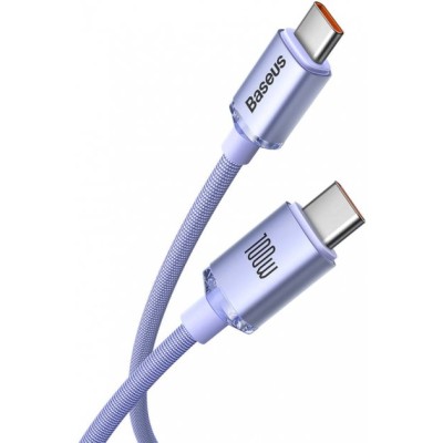 Кабель Baseus Crystal Shine Series Fast Charging Data USB кабель Type-C To Type-C 100W 1.2m (CAJY000605) Purple Кабель Baseus Crystal Shine Series Fast Charging Data USB кабель Type-C To Type-C 100W 1.2m (CAJY000605) Purple