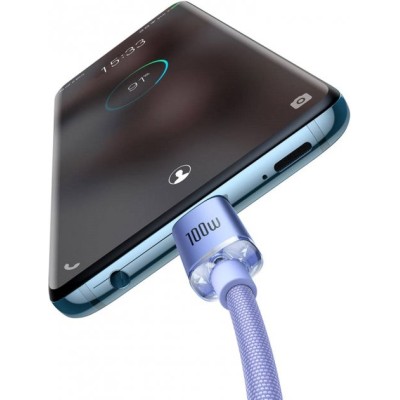 Кабель Baseus Crystal Shine Series Fast Charging Data USB кабель Type-C To Type-C 100W 1.2m (CAJY000605) Purple Кабель Baseus Crystal Shine Series Fast Charging Data USB кабель Type-C To Type-C 100W 1.2m (CAJY000605) Purple