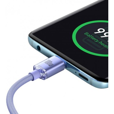 Кабель Baseus Crystal Shine Series Fast Charging Data USB кабель Type-C To Type-C 100W 1.2m (CAJY000605) Purple Кабель Baseus Crystal Shine Series Fast Charging Data USB кабель Type-C To Type-C 100W 1.2m (CAJY000605) Purple