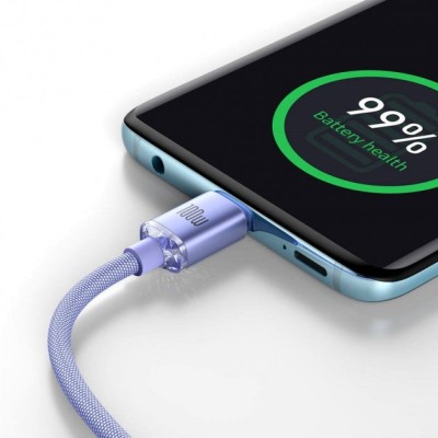 Кабель Baseus Crystal Shine Series Fast Charging Data USB кабель Type-C To Type-C 100W 1.2m (CAJY000605) Purple Кабель Baseus Crystal Shine Series Fast Charging Data USB кабель Type-C To Type-C 100W 1.2m (CAJY000605) Purple