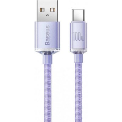 Кабель Baseus Crystal Shine Series Fast Charging Data USB кабель USB To Type-C 100 W 2M (CAJY000505) Purple