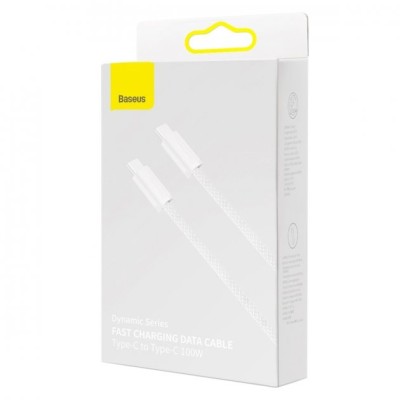 Кабель Baseus Dynamic Series Fast Charging Data USB кабель Type-C To Type-C 100W 2m (CALD000302) White Кабель Baseus Dynamic Series Fast Charging Data USB кабель Type-C To Type-C 100W 2m (CALD000302) White