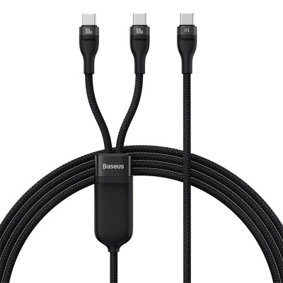 Кабель Baseus Flash Series 2 One-for-Two Fast Charging Type-C (Type-C + Type-C) 100W (1.5m) CASS060001 Black Кабель Baseus Flash Series 2 One-for-Two Fast Charging Type-C (Type-C + Type-C) 100W (1.5m) CASS060001 Black