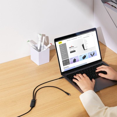 Кабель Baseus Flash Series 2 One-for-Two Fast Charging Type-C (Type-C + Type-C) 100W (1.5m) CASS060001 Black Кабель Baseus Flash Series 2 One-for-Two Fast Charging Type-C (Type-C + Type-C) 100W (1.5m) CASS060001 Black