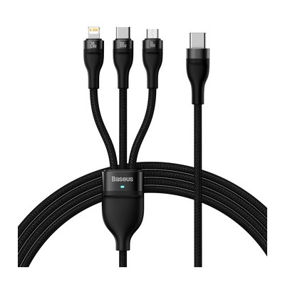 Кабель Baseus Flash SeriesⅡOne-for-three Fast Charging Cable Type-C To M+L+C 100W 1.5m Black (CASS030201) Кабель Baseus Flash SeriesⅡOne-for-three Fast Charging Cable Type-C To M+L+C 100W 1.5m Black (CASS030201)