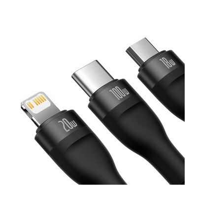 Кабель Baseus Flash SeriesⅡOne-for-three Fast Charging Cable Type-C To M+L+C 100W 1.5m Black (CASS030201) Кабель Baseus Flash SeriesⅡOne-for-three Fast Charging Cable Type-C To M+L+C 100W 1.5m Black (CASS030201)