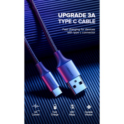 Кабель UGREEN US288 USB 2.0 To USB Type-C Cable Nickel Plating Aluminum Braid 3A 0.25m (60124) Black Кабель UGREEN US288 USB 2.0 To USB Type-C Cable Nickel Plating Aluminum Braid 3A 0.25m (60124) Black