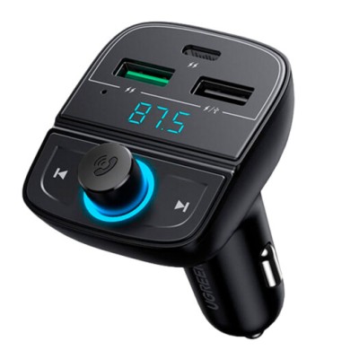 FM-трансмітер UGREEN CD229 Bluetooth Car Charger (5.0+PD+QC3.0+USB Flash Drive+TF) Black (80910)