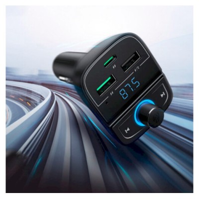 FM-трансмітер UGREEN CD229 Bluetooth Car Charger (5.0+PD+QC3.0+USB Flash Drive+TF) Black (80910)