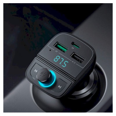 FM-трансмітер UGREEN CD229 Bluetooth Car Charger (5.0+PD+QC3.0+USB Flash Drive+TF) Black (80910)
