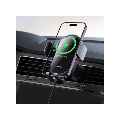 Автомобільний тримач Baseus с Беспроводной Зарядкой Baseus LightChaser 15W (C40355900121-00) black