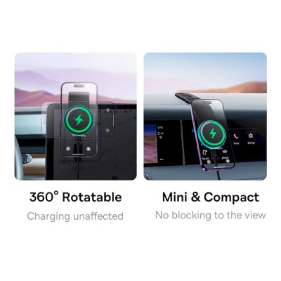 Автомобільний тримач З бездротовою зарядкою Baseus C02 Pro Series Magnetic (C40156000111-00) Black