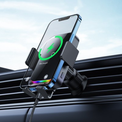 Автомобільний тримач З бездротовою зарядкою Wireless Charger Baseus Halo Electric 15W (black) (SUDD000001)