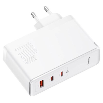 Зарядний Пристрій Baseus GaN5 Pro 140W 2 x Type-C + USB + Кабель Type-C - Type-C (CCGP100202) white
