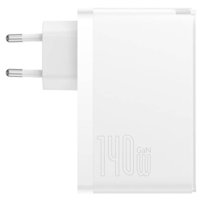 Зарядний Пристрій Baseus GaN5 Pro 140W 2 x Type-C + USB + Кабель Type-C - Type-C (CCGP100202) white